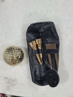 Men's Black  Accessory Pouch with Gold Accent  Golf Tool Holders